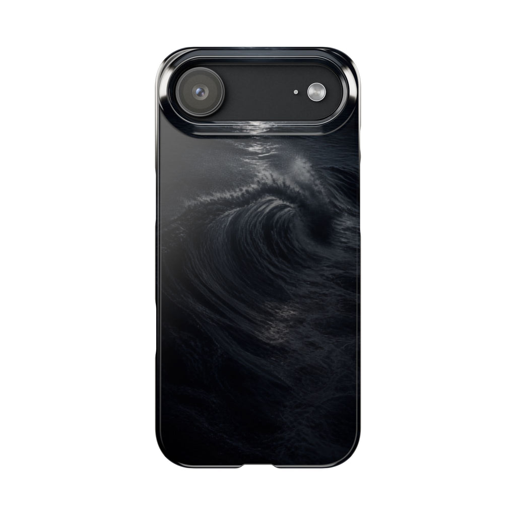 Slim Phone Case — Dark Swirl Ocean Wave Minimalist Design