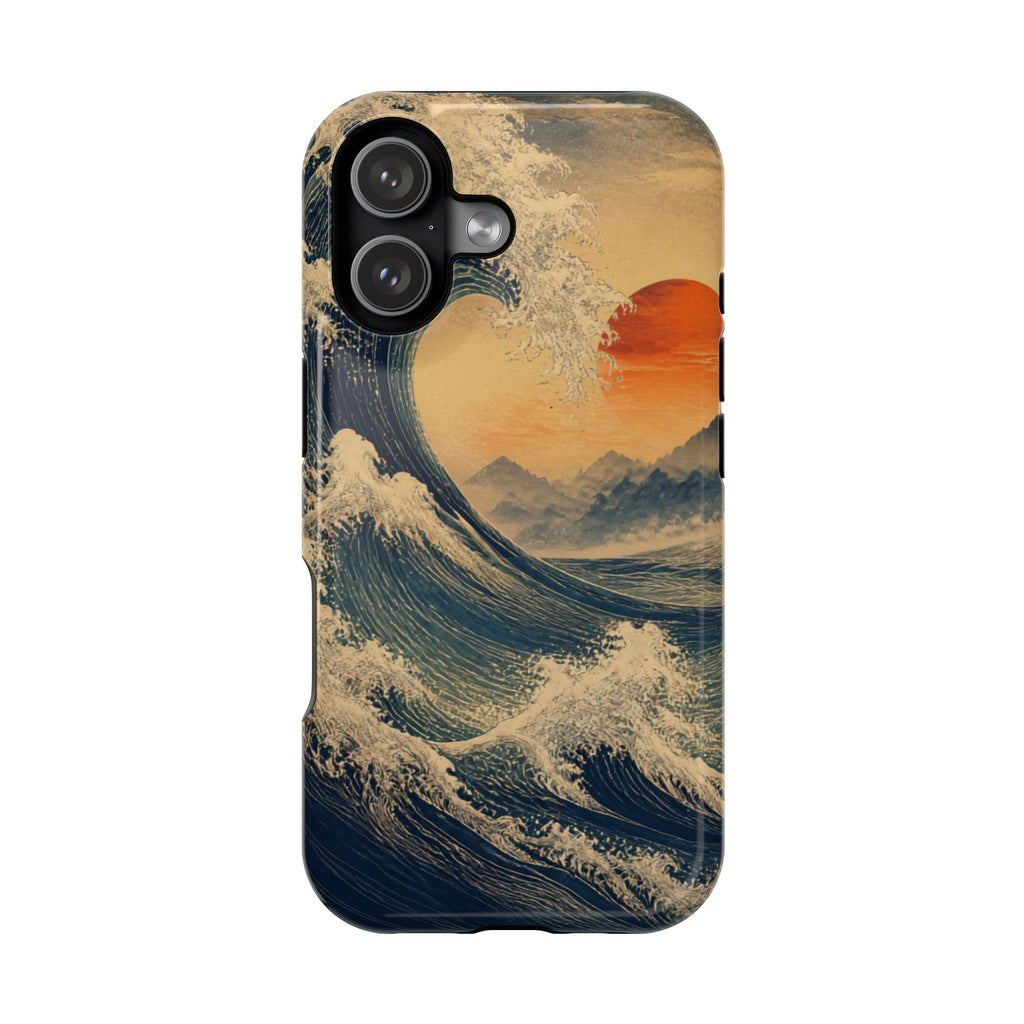 Phone Case — Vintage Japanese Wave Sunset Magnetic Impact-Resistant