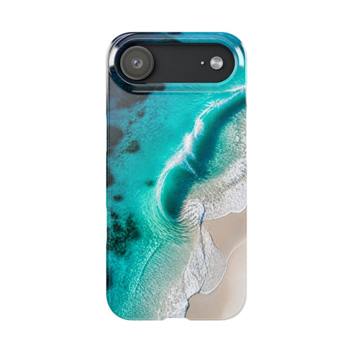 Beach Waves Slim Phone Case — Turquoise Ocean Aerial Phone Cover