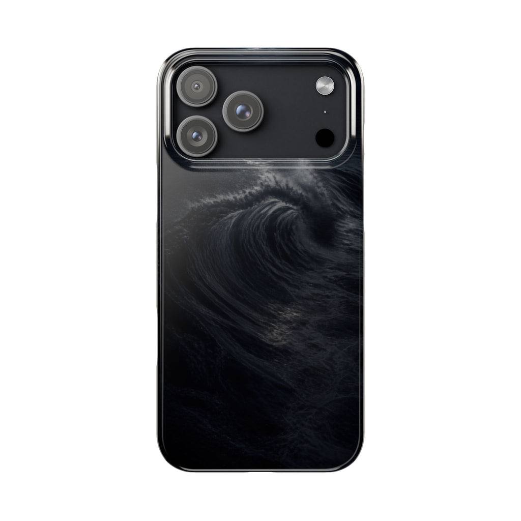Slim Phone Case — Dark Swirl Ocean Wave Minimalist Design