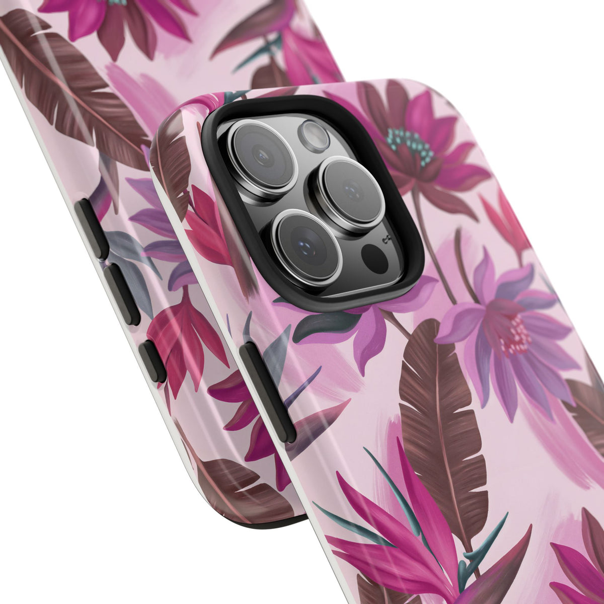 Floral Tough Phone Case — Pink Tropical Lotus Design