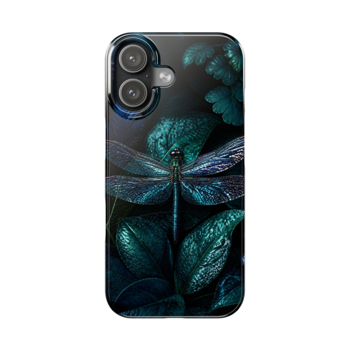 Dragonfly Night Slim Phone Case — Teal Botanical Winged Design