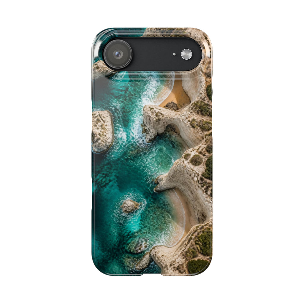 Slim Phone Case — Aerial Coastal Ocean Landscape Print