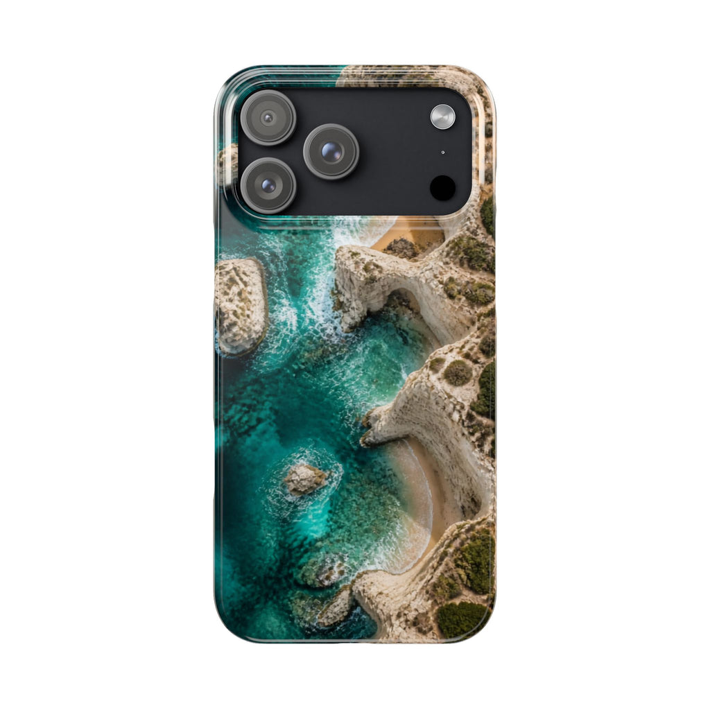 Slim Phone Case — Aerial Coastal Ocean Landscape Print