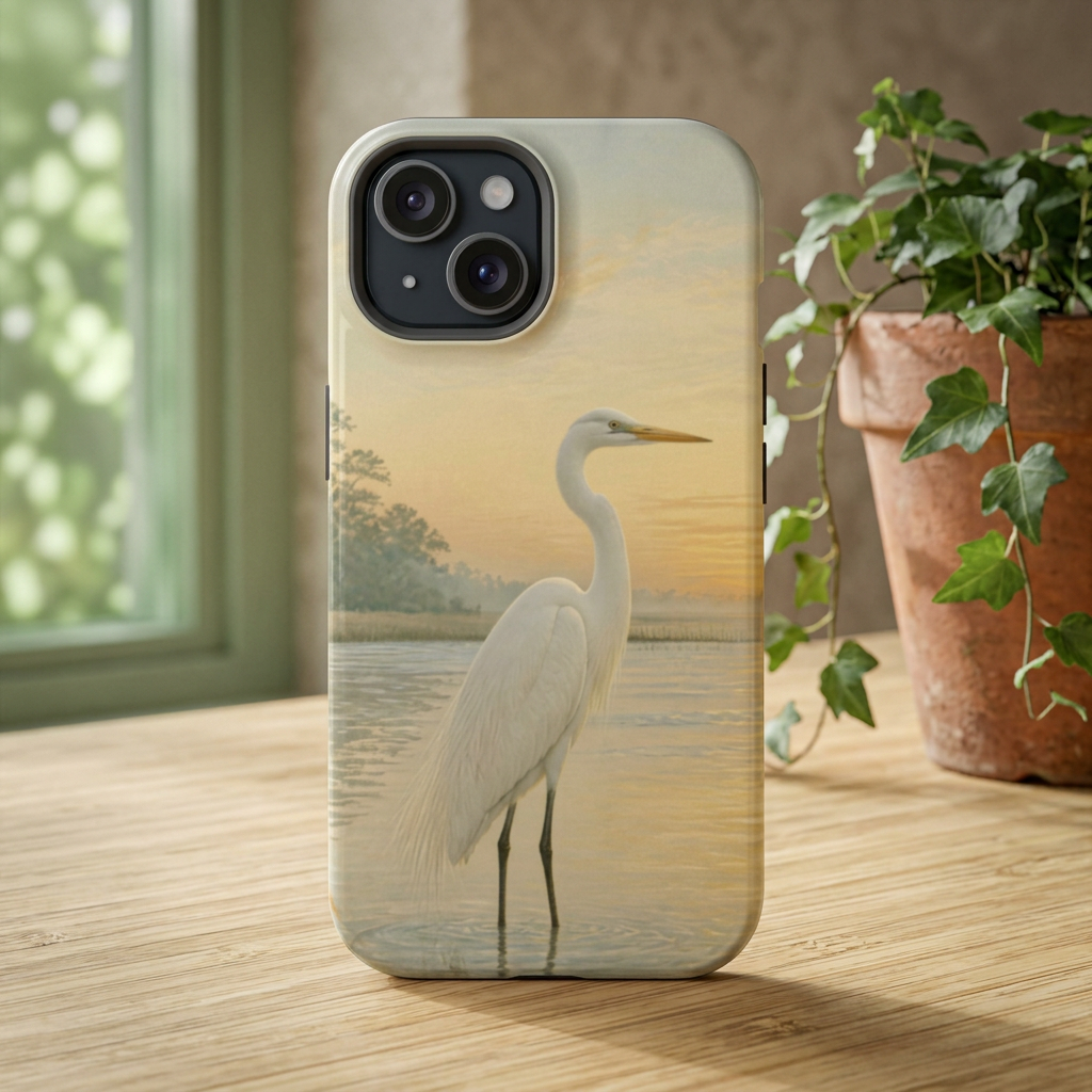 Egret Sunrise Phone Case — Impact-Resistant iPhone Cover