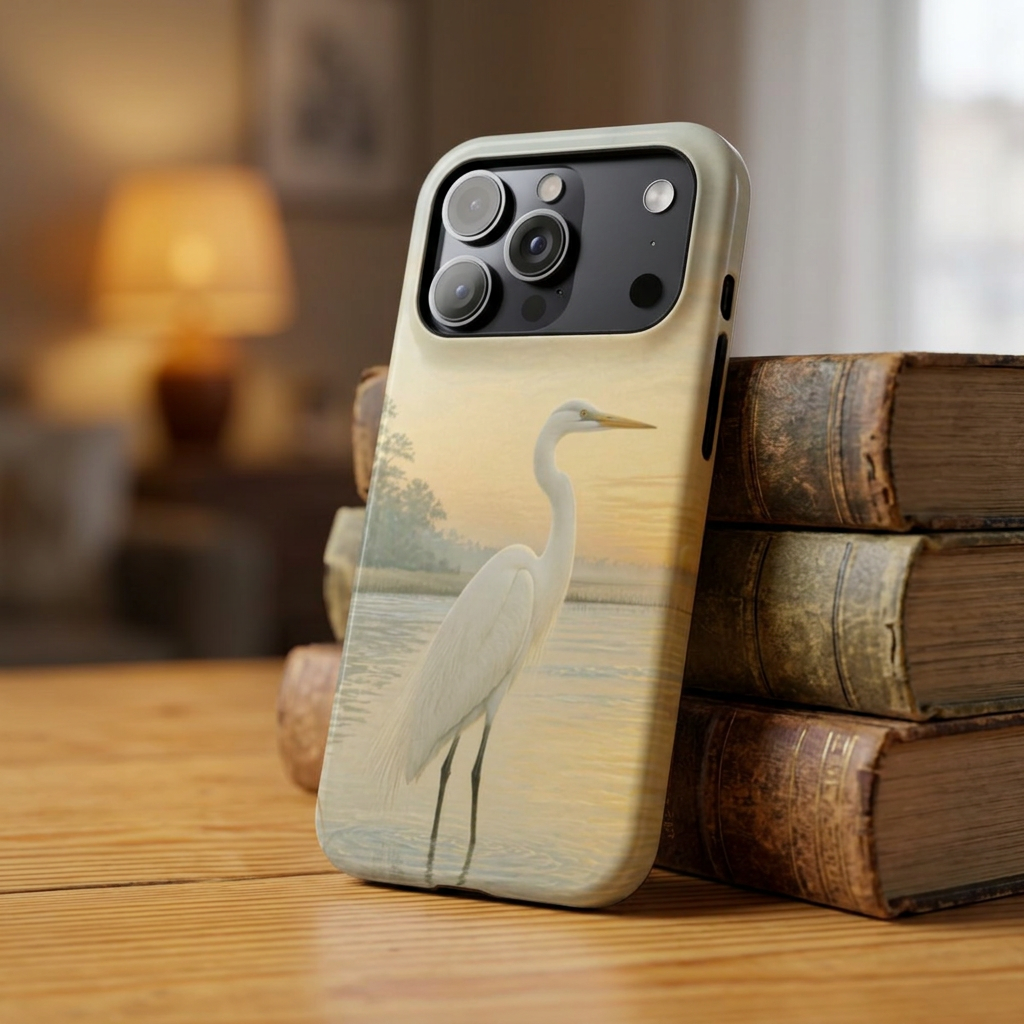 Egret Sunrise Phone Case — Impact-Resistant iPhone Cover