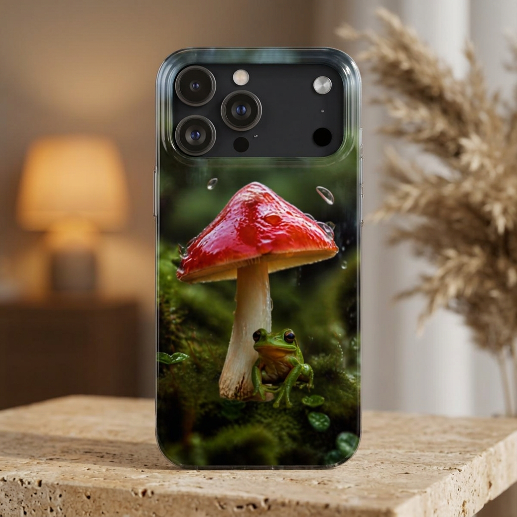 Slim Phone Case — Enchanted Mushroom & Frog Forest Phone Cover