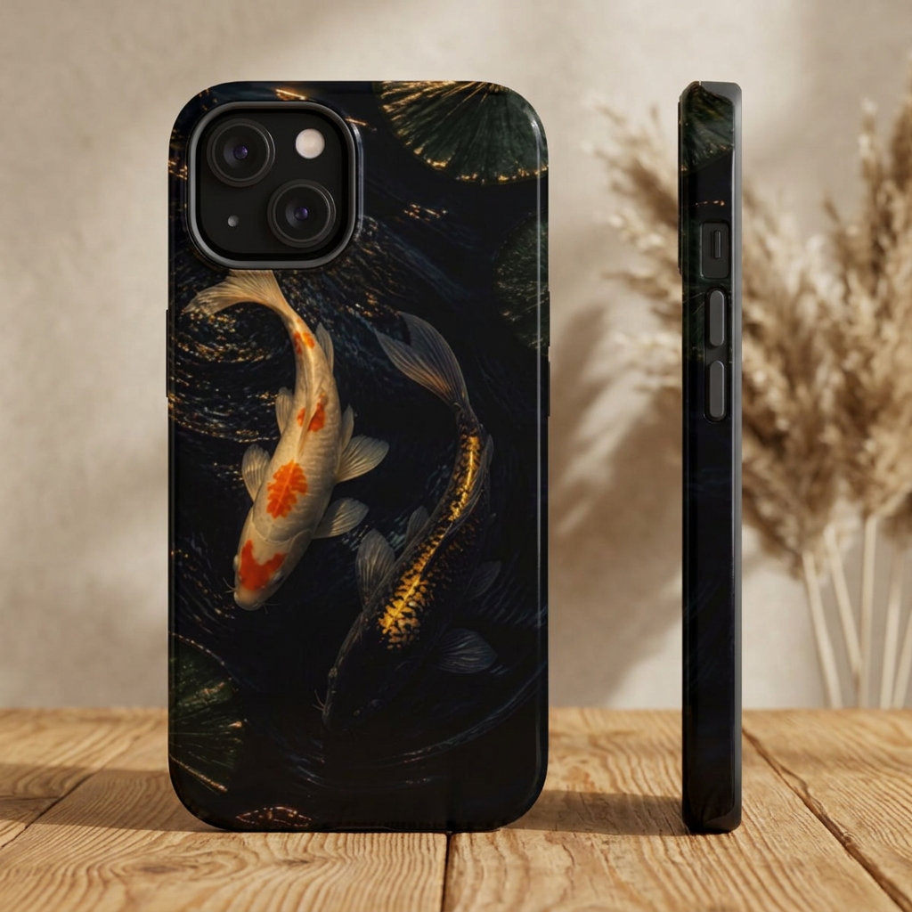 Koi Pond Magnetic Impact-Resistant Phone Case — Dark Waterfish Design