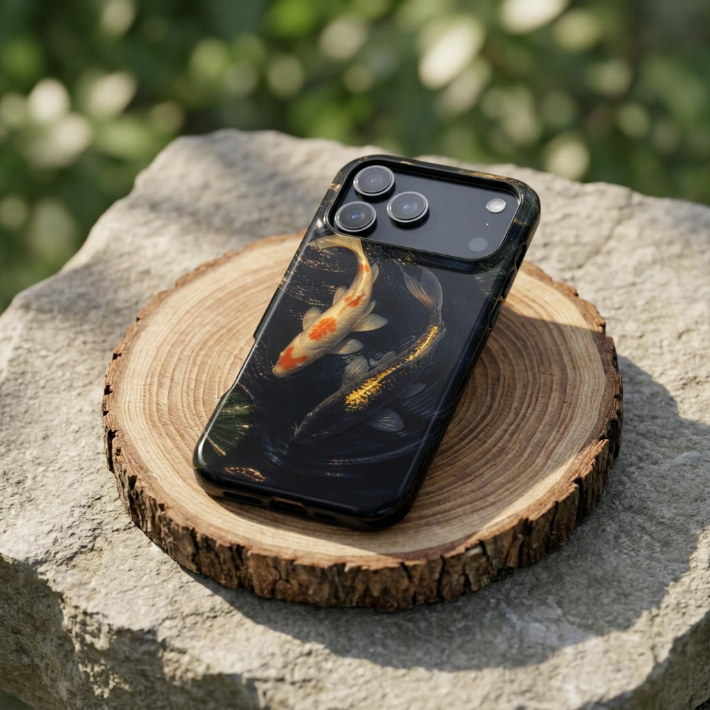 Koi Pond Magnetic Impact-Resistant Phone Case — Dark Waterfish Design