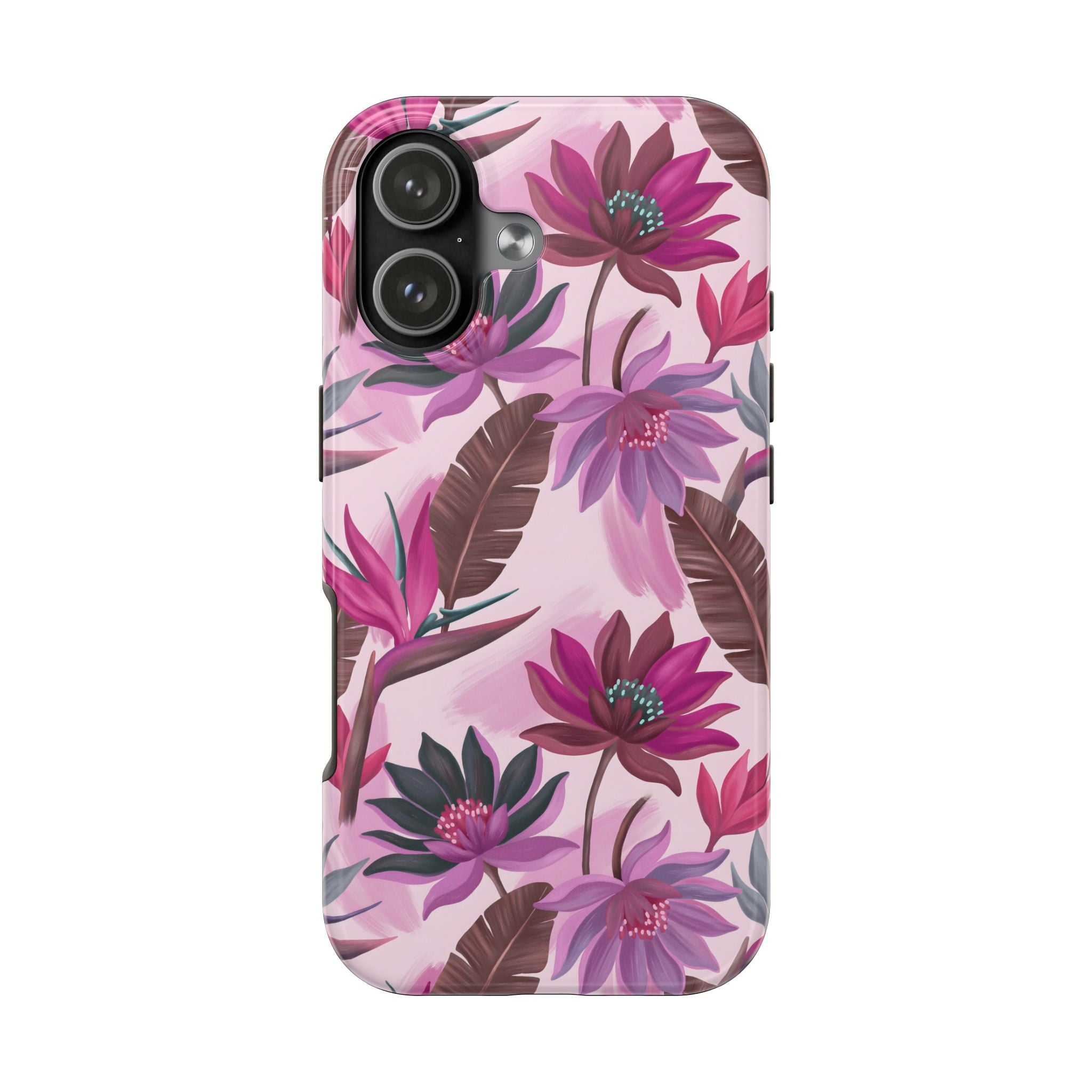 Floral Tough Phone Case — Pink Tropical Lotus Design