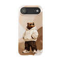 Cool Bear Hoodie Slim Phone Case — Minimal Brown Bear Graphic